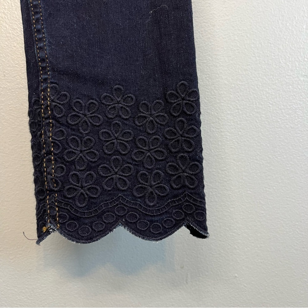 Ted Baker Navy Skinny Jeans with Scalloped Hem Embroidery - Picture 3 of 13